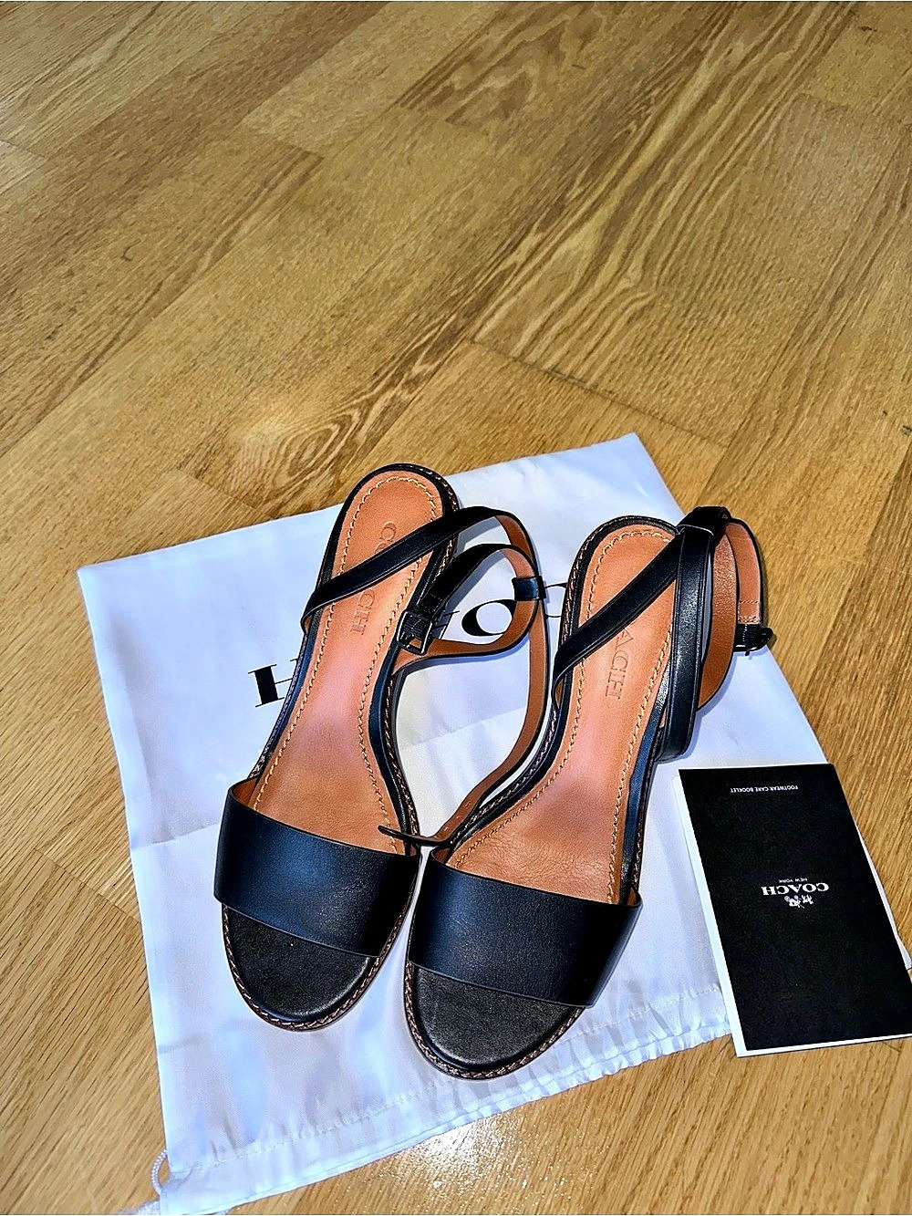 Coach Tea Rose Platform Sandal Heeled Sandals in Black & Brown